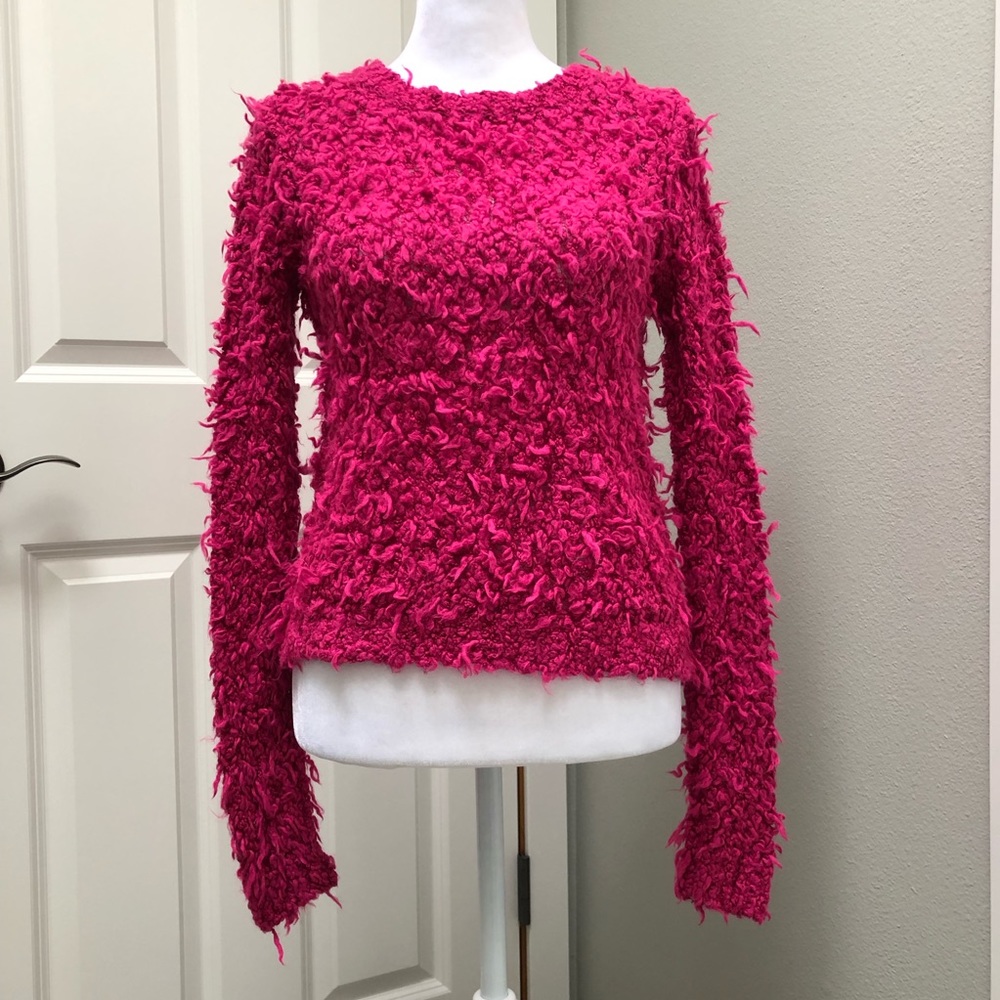 FREE PEOPLE SEPTEMBER SONG POLAR BEAR SHAG SWEATER PINK XS - Picture 2 of 9